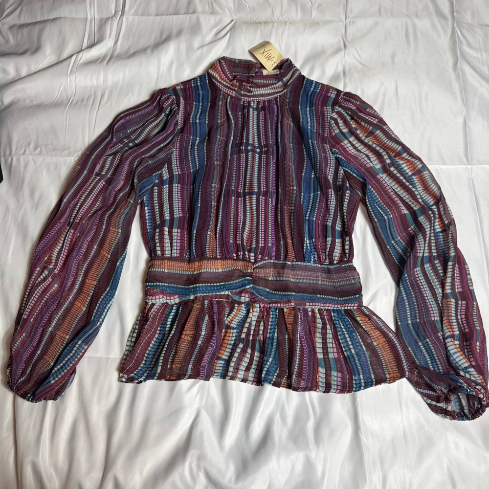 Women's g.p.d. Purple Blue Striped Blouse M